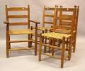 Set of Four Ladderback Side Chairs and a Victorian Ladderback Armchair