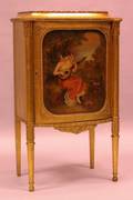 Louis XVI Style PaintDecorated Giltwood Music Cabinet