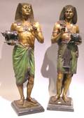 Pair of Large E Picault Patinated Bronze Egyptian Figures