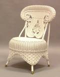 White Painted Late Victorian Fancy Wicker Side Chair