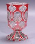 Cut Double Overlay Glass Goblet