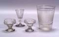Four Colorless Blown Molded Glass Items