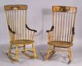 Yellow PaintDecorated Windsor Armed Rocking Chair