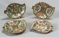 Four Rose Medallion Porcelain Leafform Dishes