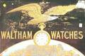 Framed Waltham Watch ReversePainted Glass Trade Sign