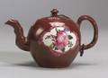 Staffordshire Enamel Decorated Saltglaze Teapot and Cover
