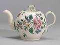Staffordshire Enamel Decorated Saltglaze Teapot and Cover