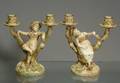 Pair of Royal Worcester Porcelain Figural TwoLight Candelabra