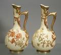 Pair of Royal Worcester Porcelain Bottleform Jugs