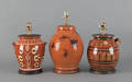 Three contemporary redware table lamps
