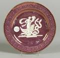 Six Paris Porcelain Pink Lustre Classical Side Plates