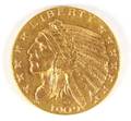 US 1909 D 5 gold Indian Head coin