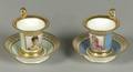Set of Six Sevres Porcelain Portrait Cups and Saucers