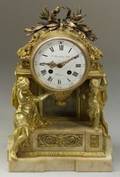 French Louis XVIstyle Gilt Bronze and Marble Mounted Mantel Clock