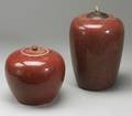 Two Red Glazed Jars with Covers