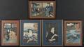 Collection of Five Prints by Kuniyoshi Kunichika Toyokuni III and Others