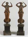 Near Pair of Grand Tour Carved Fruitwood Caryatid Figures