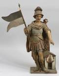 Large German Carved and Polychrome Wood Statue of St Florian