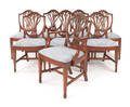 Set of eight Federal style mahogany shield back dining chairs