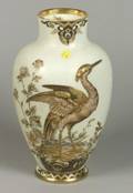 Japonesque Molded Opaline and Parcel Gilt Glass Vase