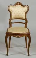 Edwardian MotherofPearl and Brass Inlaid Rosewood Side Chair