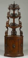 Victorian Walnut ThreeTier Corner Cabinet