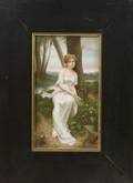 German Painted Porcelain Plaque of a Classical Beauty
