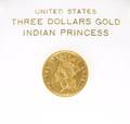 US 1874 3 gold Indian Head coin
