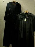 Ladys Black Polka Dot CutVelvet Coat Bergdorf Goodman Black Satin CapeJacket Hardstone and Crystal Necklaces Beaded and Petit Poi
