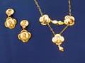 14kt Gold and Printed Porcelain Necklace and Earpendants
