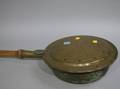 Decorated Brass Bedwarmer with Turned Wood Handle