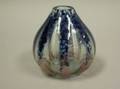 Schneider Blue and Red Striped Glass Bud Vase