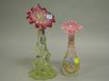 Two Mosertype Enamel Decorated Colored Glass JackinthePulpit Vases