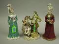 Meissen Porcelain Figural Group and Two European Porcelain Figures of a Maiden
