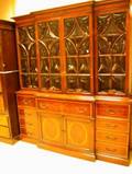 Regencystyle Blownout Glazed Inlaid Mahogany Breakfront