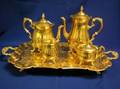 Fourpiece International Gold Plated Tea and Coffee Set and a Serving Tray