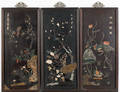 Set of three Chinese hardstone plaques