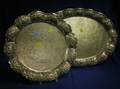 Two Sterling Silver Repousse Serving Trays