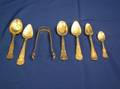 Sterling Silver Sugar Tongs Eleven Demitasse Spoons and Six Tea and Citrus Spoons