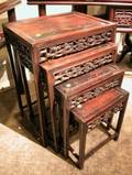 Chinese Carved Hardwood Nest of Four Tables