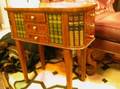 Two Georgianstyle Inlaid Mahogany Side Tables with Leather Inset Top and Book Binding Side Panels