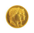 French gold proof commemorative medal with profile busts of Napoleon and Mary Louisa