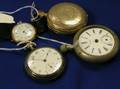 Two Pocket Watches and One Wrist Watch and a Case