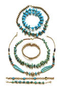 Group of turquoise and silver beaded jewelry