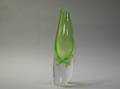 Orrefors Lime Green and Colorless Glass Vase