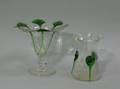 Two Colorless and Green Art Glass Items