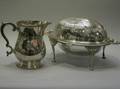 Covered Sheffield Silver Plated Serving Dish and a Milk Jug