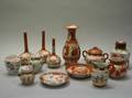 Thirteen Kutani Porcelain Vases Jars Cups Dishes and Creamers