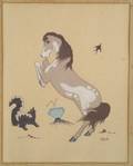 Popovi Da San Ildefonso b 1940 Image of a Roaring Horse a Skunk and a Bird