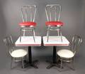 Group of Two Chromed Dinette Tables  4 Chairs